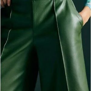 Maeve faux leather, deep green, pin-tuck trousers in size 2, new with tags